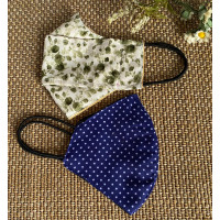Green floral bow and polka dot duo face mask - Flower Child